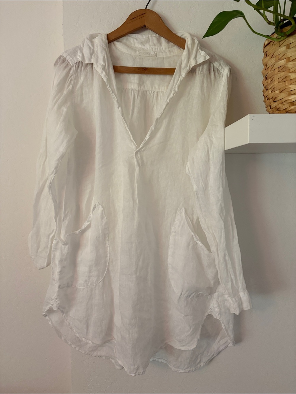CPSHADES White Linen Tunic with Pockets